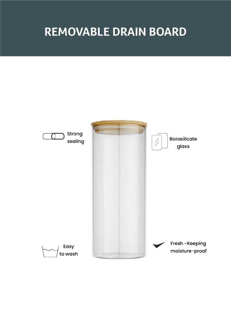REST Airtight Glass Jars with Bamboo Lid Set of 6pc, Food Storage Containers Set, Airtight Storage Jar for Storage, Storage Canisters for Home, Coffee Spice Cookie Candy Herbs Grains - Image 3